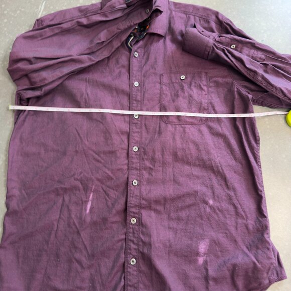 Bugatchi Plum Solid Brushed Twill Classic Fit - Picture 11 of 12